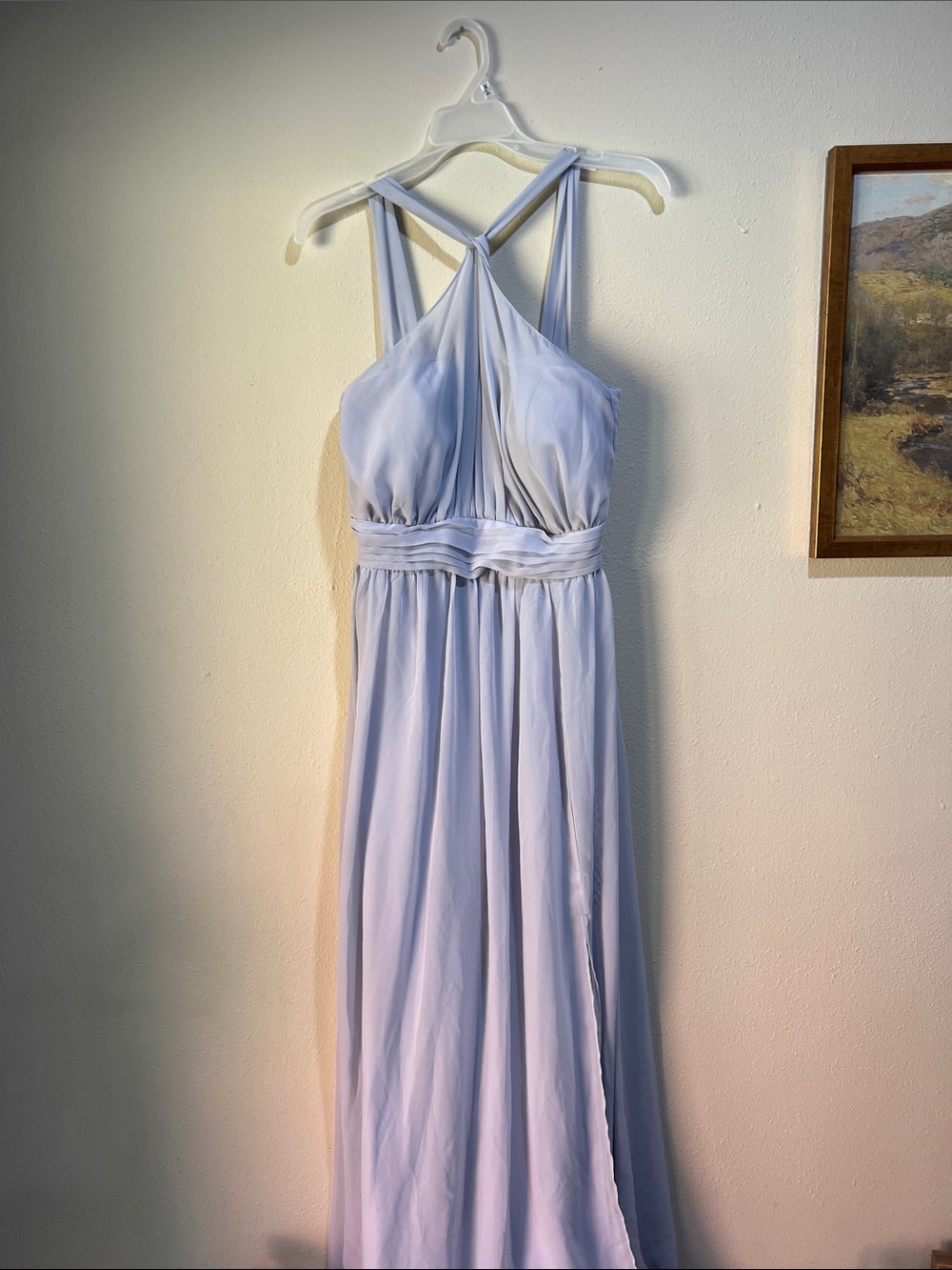 Elegant Light Blue Halter Maxi Dress
